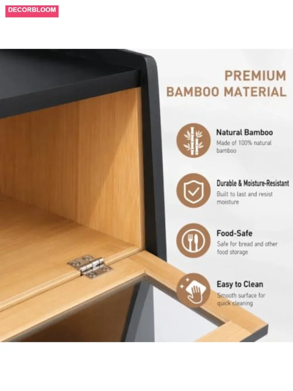 Large Double Layer Bamboo Bread Box with Clear Window and Magnetic Closure